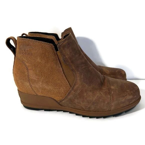 Sorel Shoes Sorel Evie Wedge Bootie 1 Pull On Ankle Boot Suede